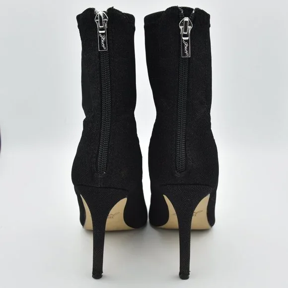 Jewel Badgley Mischka Eva Pointed Toe Black Sparkly Heeled Ankle Booties, Size 7 - Picture 5 of 14